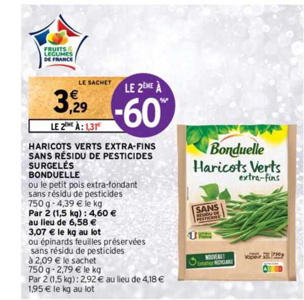 haricots verts extra-fins sans résidu de pesticides surgelés bonduelle