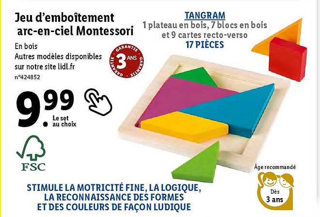 jeu d'emboîtement arc-en-ciel montessori