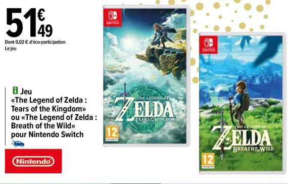 jeu «the legend of zelda : tears of the kingdom» ou «the legend of zelda : breath of the wild» pour nintendo switch