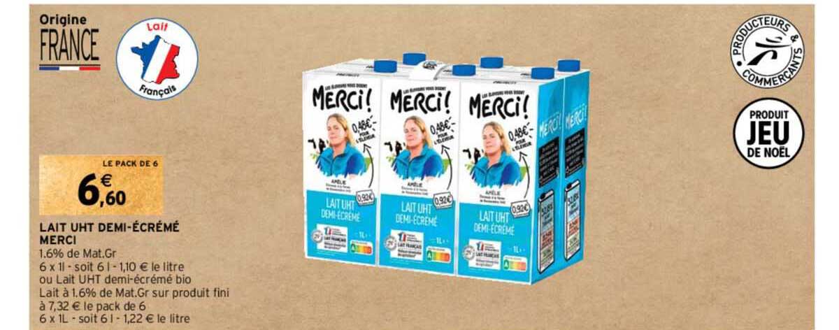lait uht demi-écrémé merci