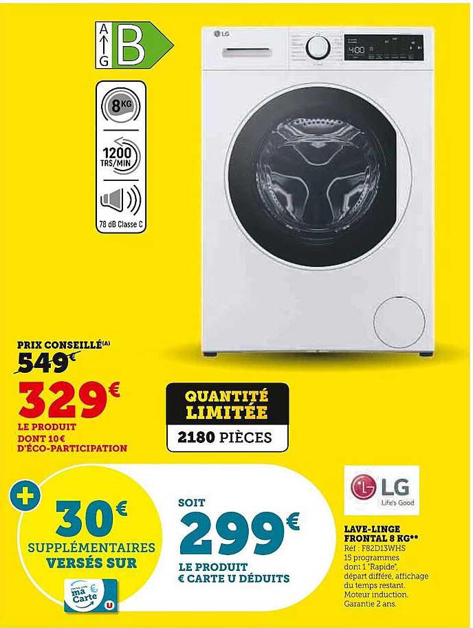 lave-linge frontal 8 kg lg