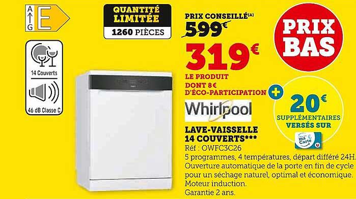 lave-vaisselle 14 couverts whirlpool