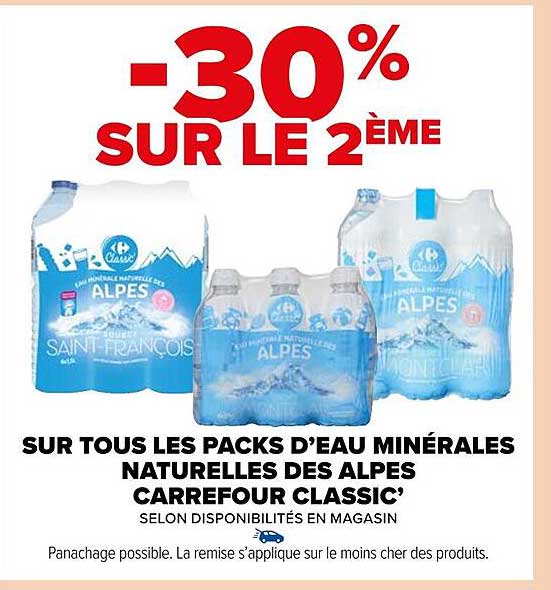 les packs d'eau minérales naturelles des alpes carrefour classic'
