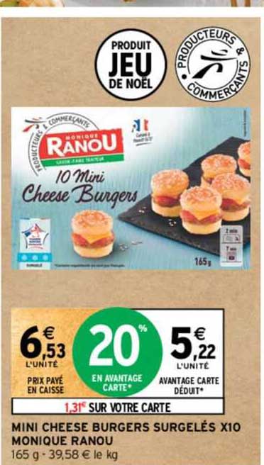 mini cheese burgers surgelés x10 monique ranou