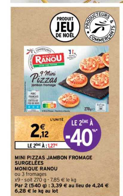 mini pizzas jambon fromage surgelées monique ranou
