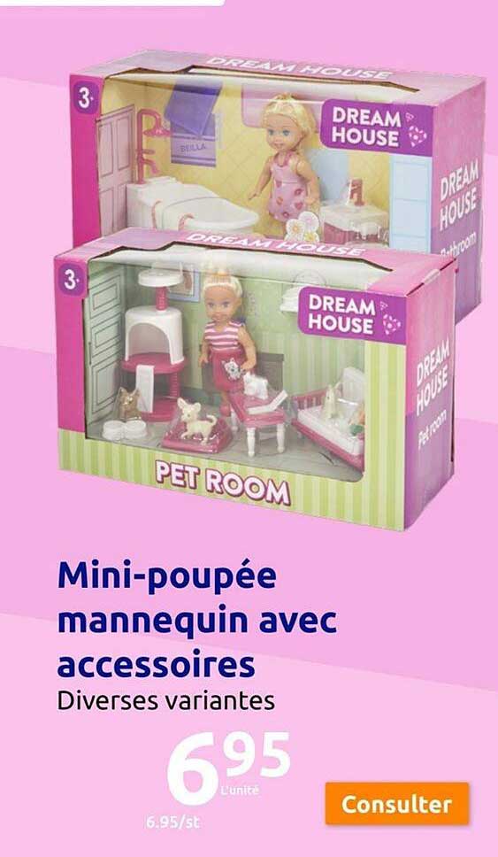 mini-poupée mannequin avec accessoires