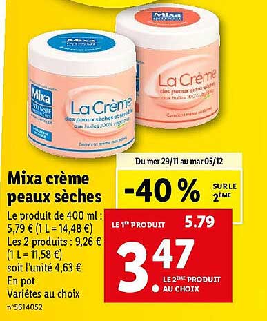 Mixa Crème Peaux Sèches