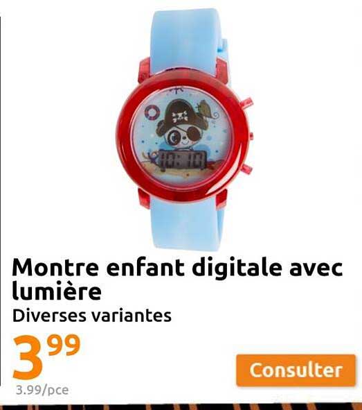 montre enfant digitale avec lumière