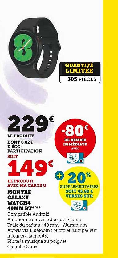 montre galaxy watch4 40mm bt