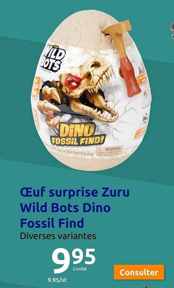 oeuf surprise zuru wild bots dino fossil find