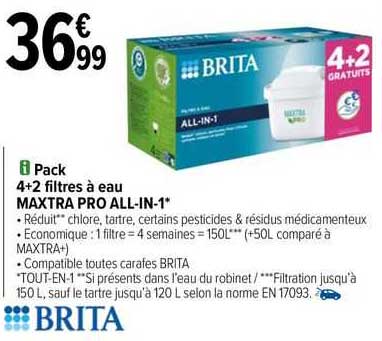 Pack 4+2 Filtres à Eau Maxtra Pro All-in-1 Brita