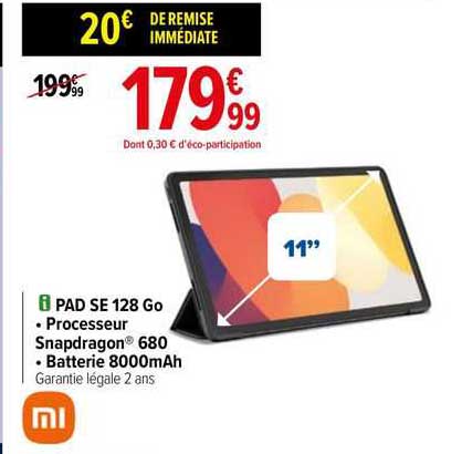 Pad Se 128 Go Processeur Snapdragon 680, Batterie 8000mAh