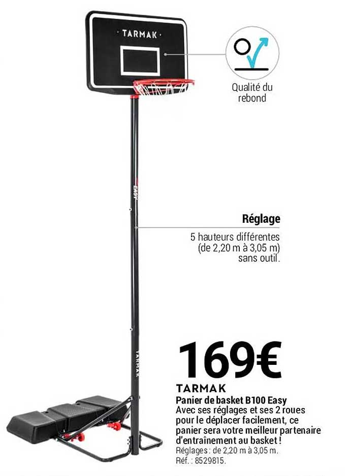 panier de basket b100 easy tarmak
