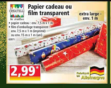 papier cadeau ou film transparent createlli