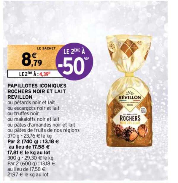 papillotes iconiques rochers noir et lait révillon
