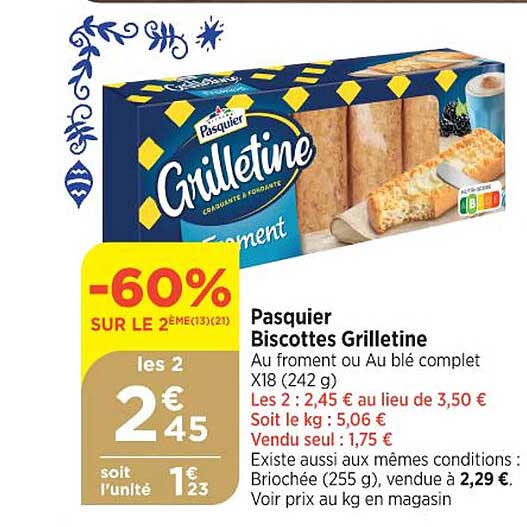 Pasquier Biscottes Grilletine
