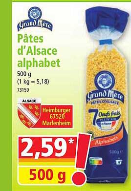 pâtes d'alsace alphabet grand mère