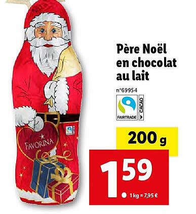 père noël en chocolat au lait favorina