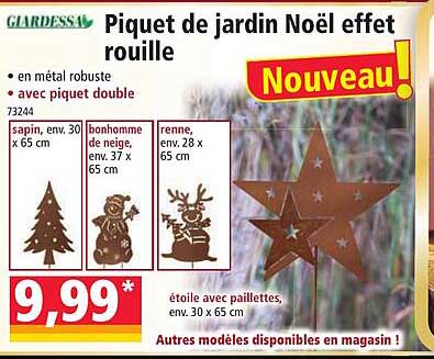 piquet de jardin noël effet rouille giardessa