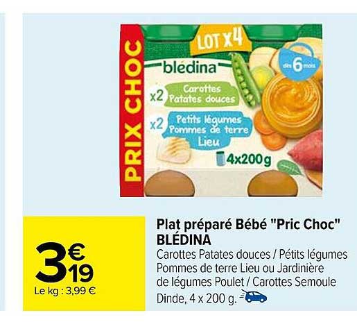 plat préparé bébé "prix choc" blédina