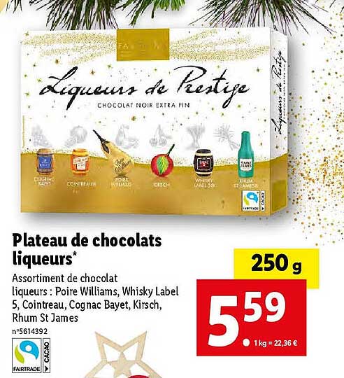 plateau de chocolats liqueurs favorina
