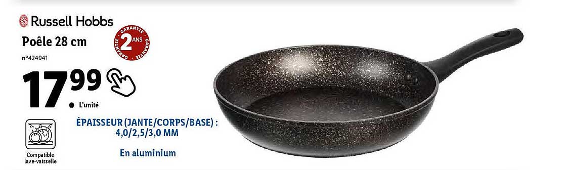 poêle 28 cm russell hobbs