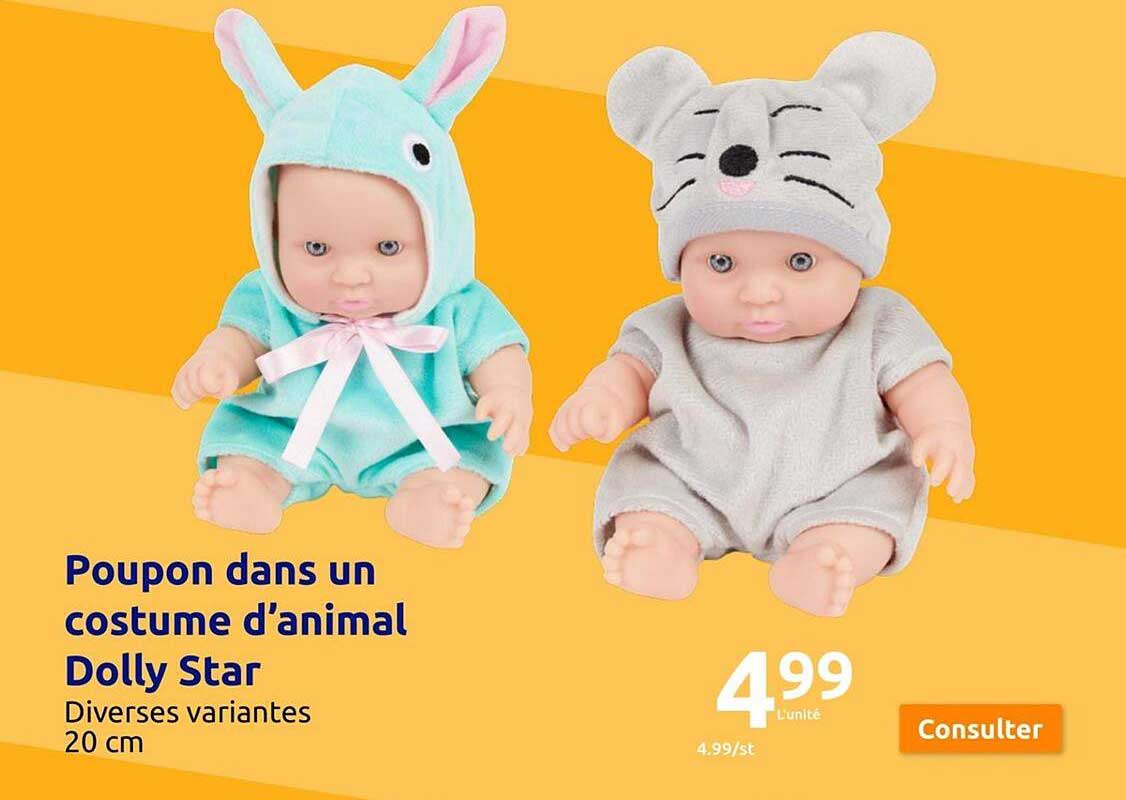 poupon dans un costume d'animal dolly star