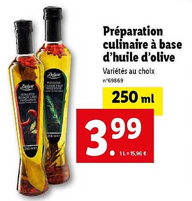 préparation culinaire à base d'huile d'olive deluxe