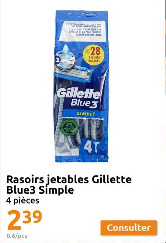 rasoirs jetables gillette blue3 simple
