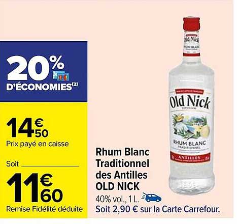 rhum blanc traditionnel des antilles old nick