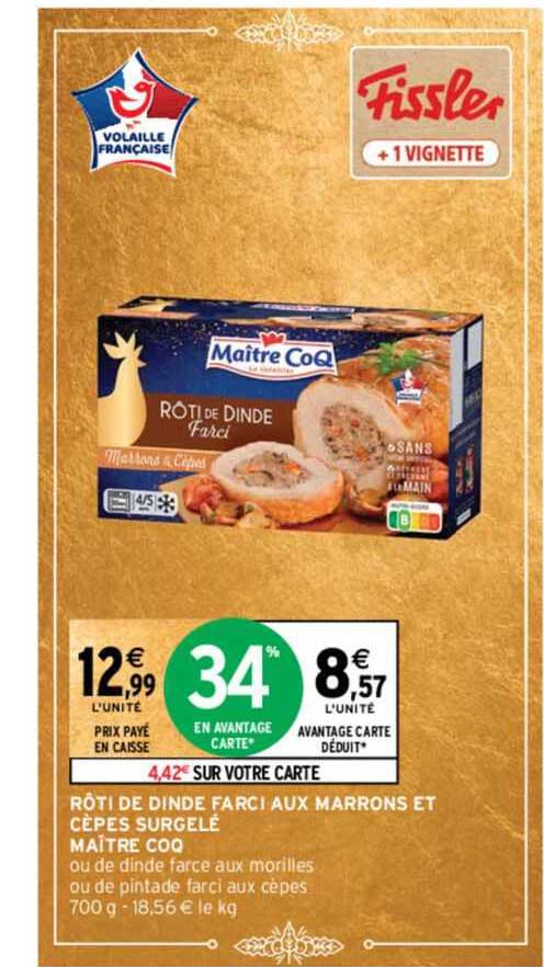 rôti de dinde farci aux marrons et cèpes surgelé maître coq