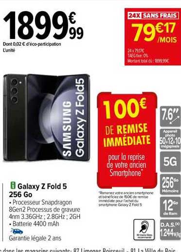 samsung galaxy z fold 5 256 go