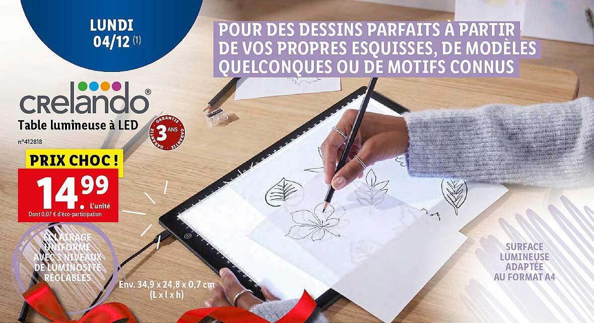 table lumineuse à led crelando