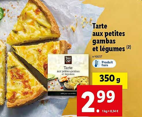 tarte aux petites gambas et légumes
