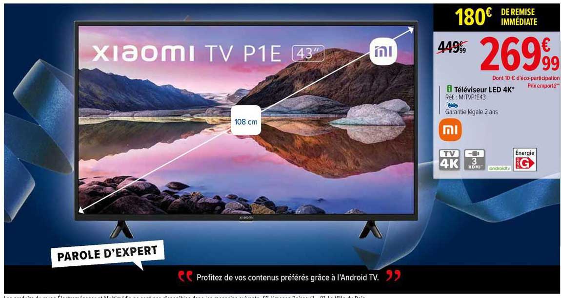 Téléviseur Led 4k 108 Cm Xiaomi