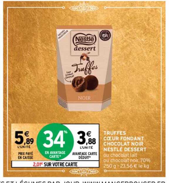 Truffes Cœur Fondant Chocolat Noir Nestlé Dessert