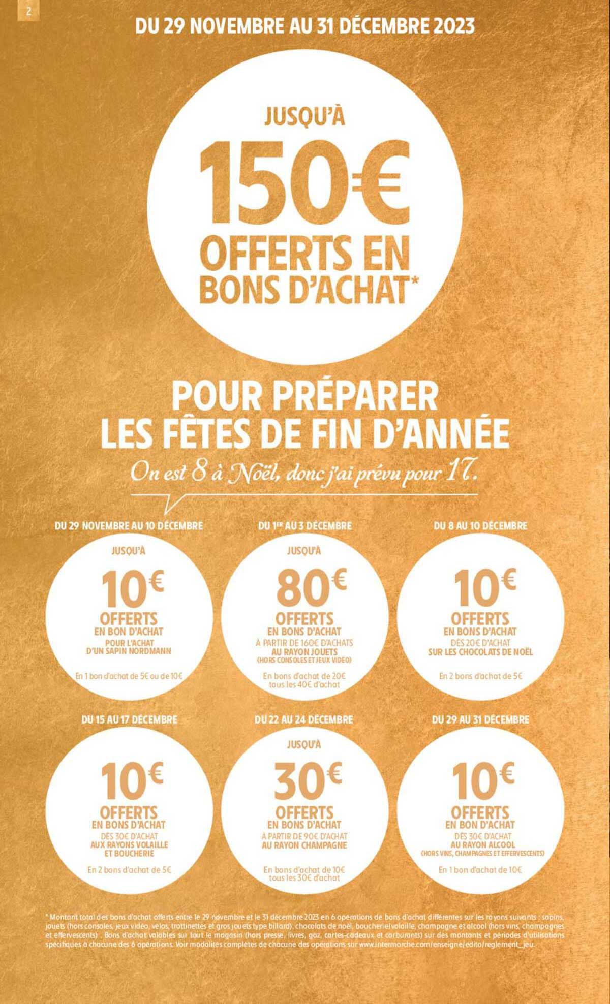 un sapin nordmann, rayon jouets, les chocolats de noël, rayons volaille et boucherie, rayon champagne, rayon alcool