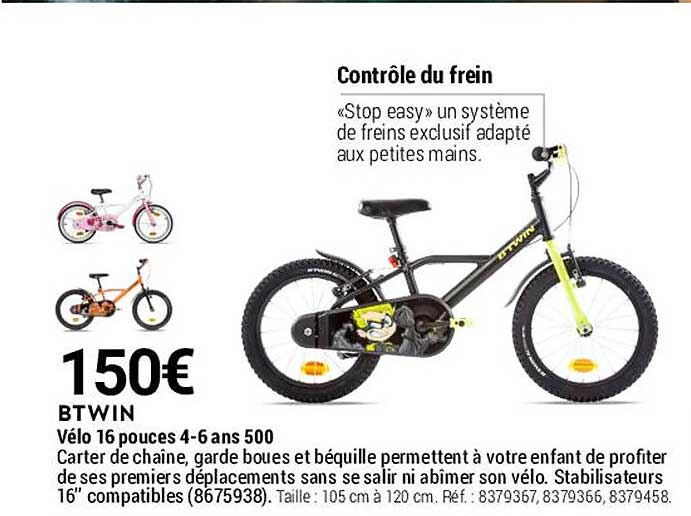 vélo 16 pouces 4-6 ans 500 btwin