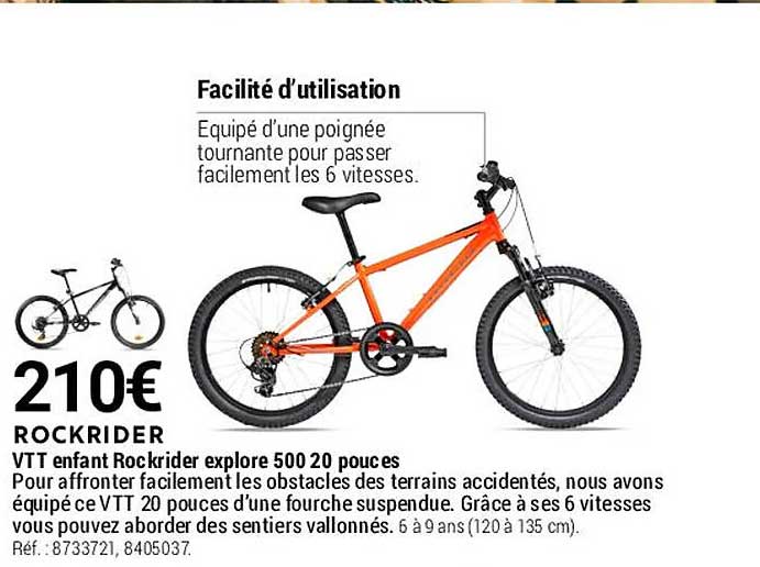 vtt enfant rockrider explore 500 20 pouces rockrider