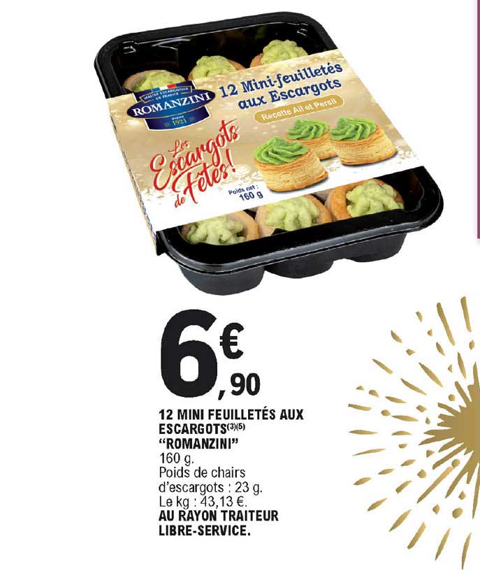12 mini feuilletés aux escargots romanzini