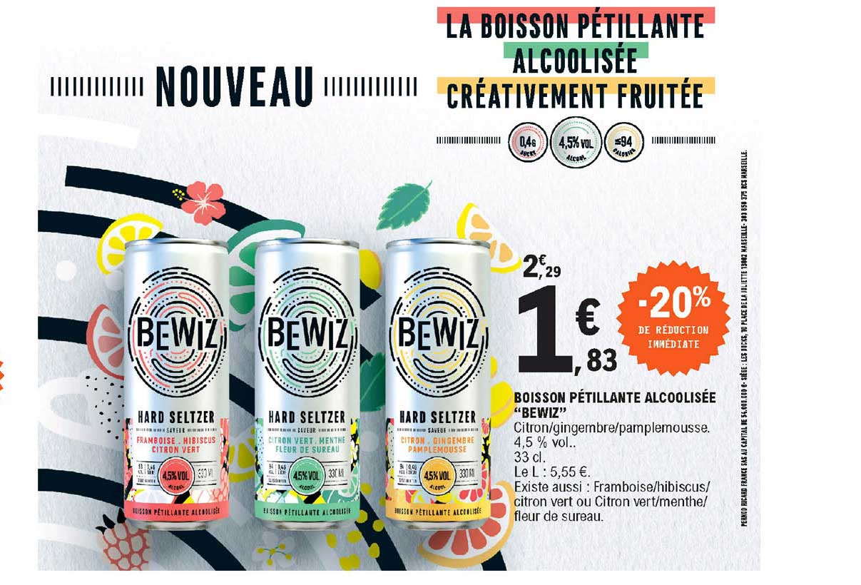 boissons pétillante alcoolisée "bewiz" -20% de reduction immédiate