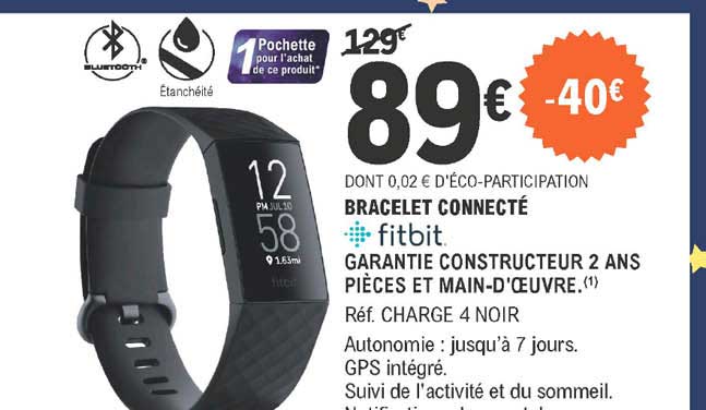 bracelet connecté fitbit charge 4 noir