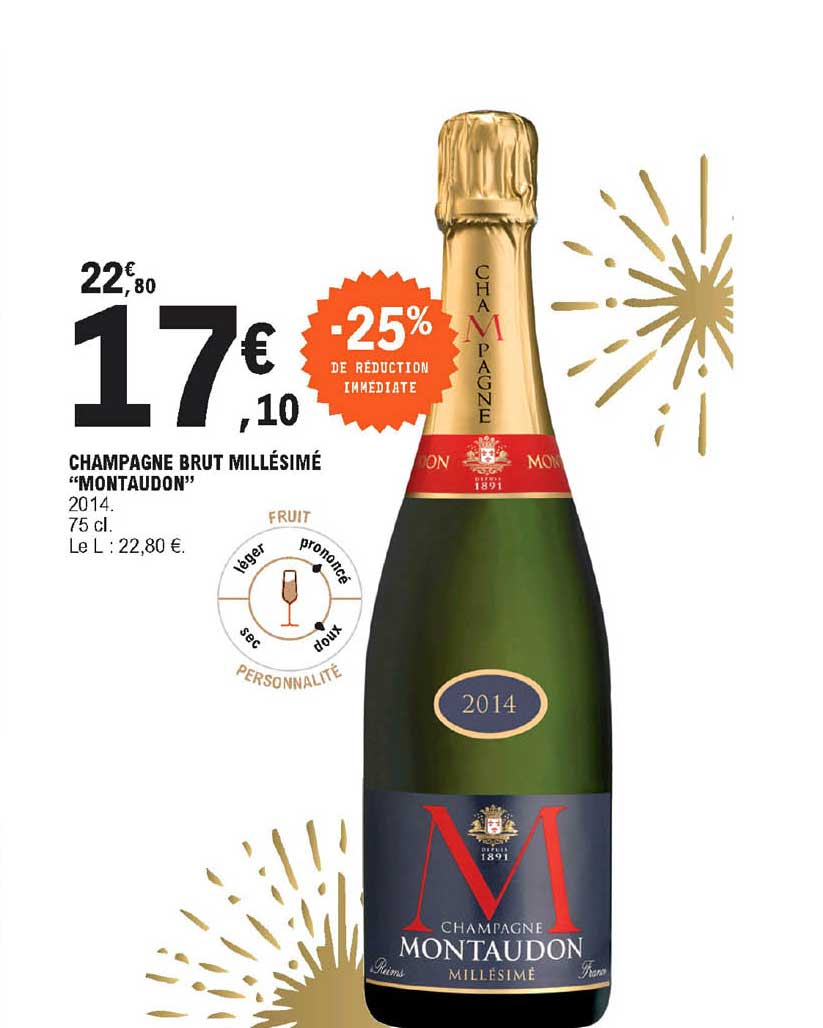 Champagne Brut Millésimé "montaudon" -25% De Réduction Immédiate