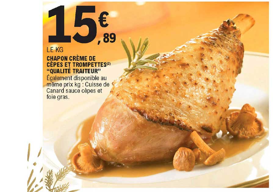 chapon crème de cèpes et trompettes qualité traiteur