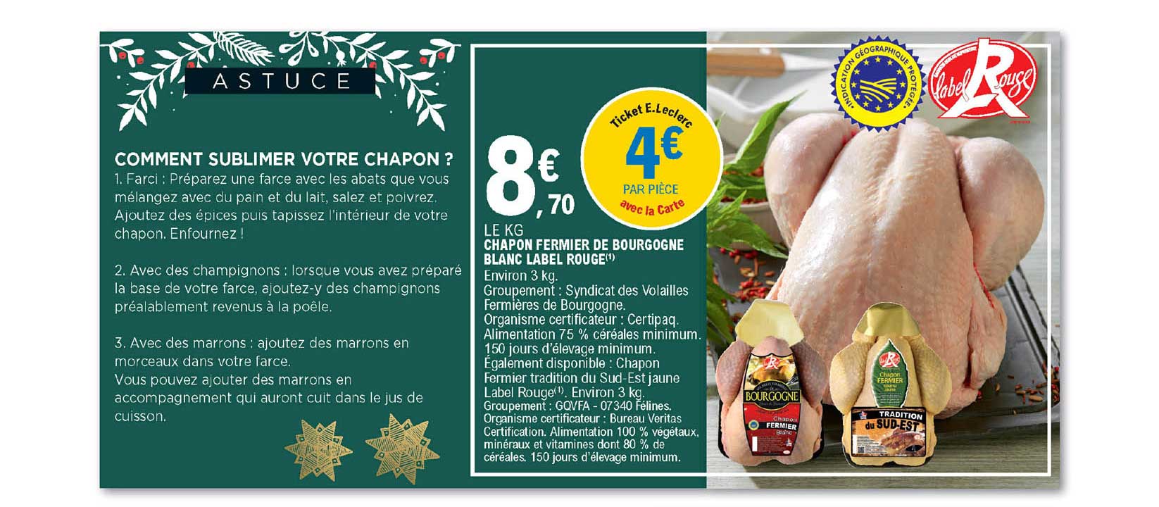 chapon fermier de bourgogne blanc label rouge