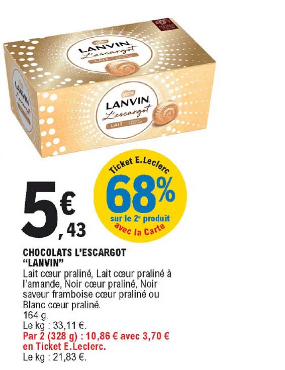 chocolats l'escargot "lanvin"
