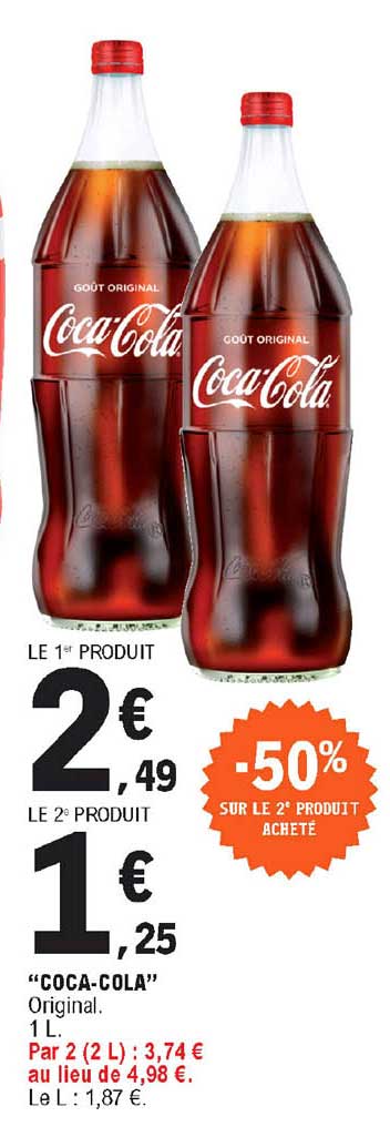 coca-cola original -50% sur le 2e produit acheté