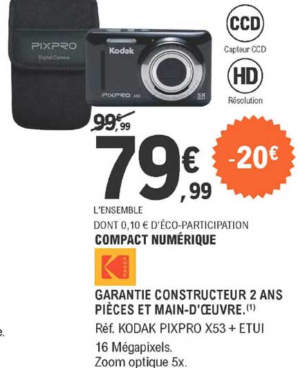 Compact Numérique Kodak Kodak Pixpro X53 + Etui