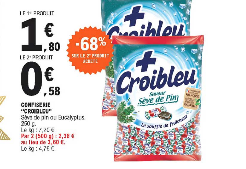 confiserie "croibleu" -68% sur le 2e produit acheté