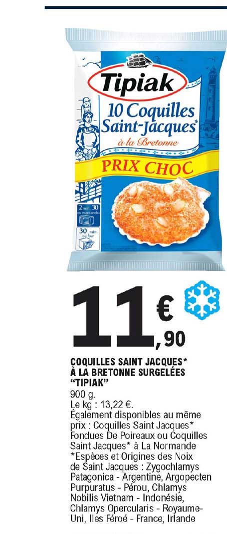 coquilles saint jacques à la bretonne surgelées tipiak